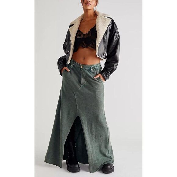 Free People FP One Kona Maxi Long Skirt Cotton Button Endless Summer Sz XS New - Picture 1 of 7